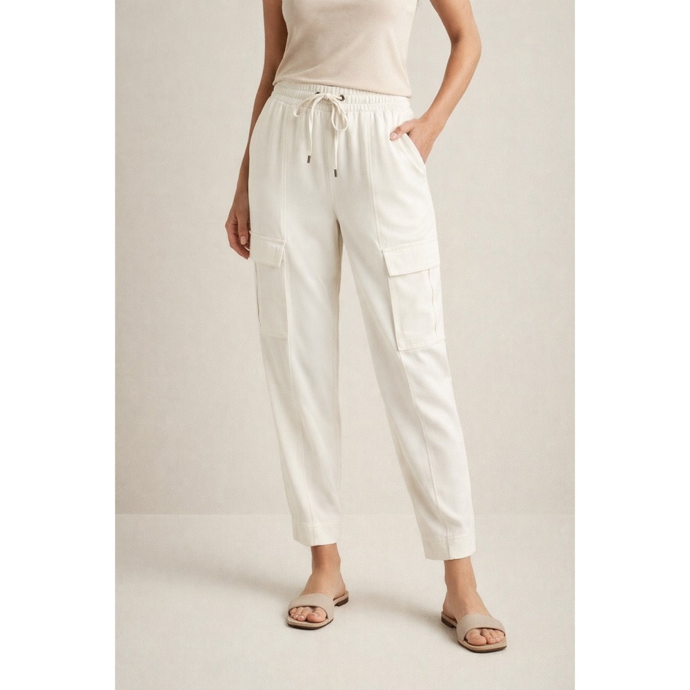 Banana Republic BR Sport Cream Elastic Drawstring Waist Cargo Pants